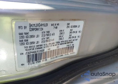 2001 Chrysler Town & Country Lx из США, поврежденный, VIN 2C8GP44G81R124936